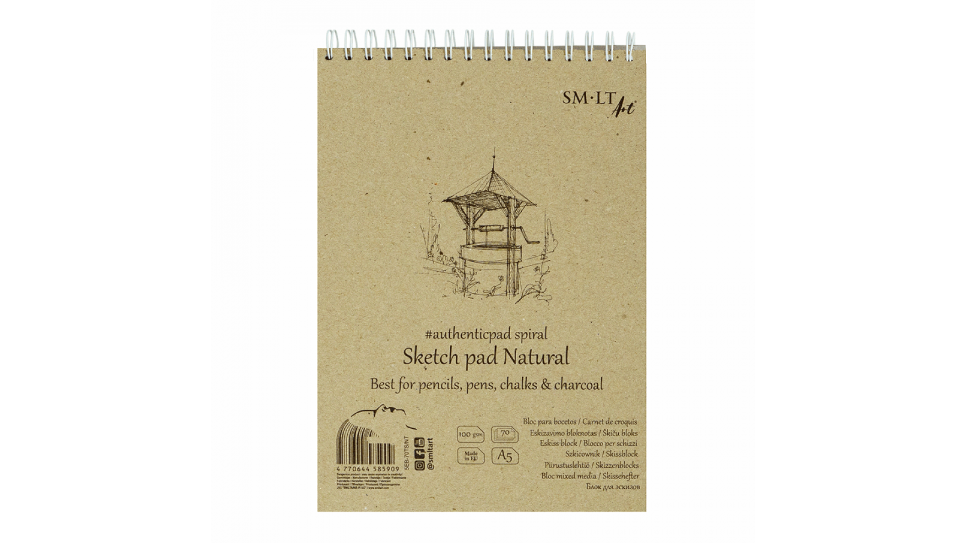 AUTHENTIC PAD NATURAL SPIRAL A5 100G 70 SHEETS 5EB-70TS/NT