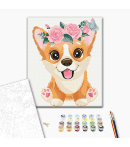 Malowanie po numerach Brushme " Corgi w wianku" 40x50 cm Malowanie po numerach Brushme " Corgi w wianku" 40x50 cm