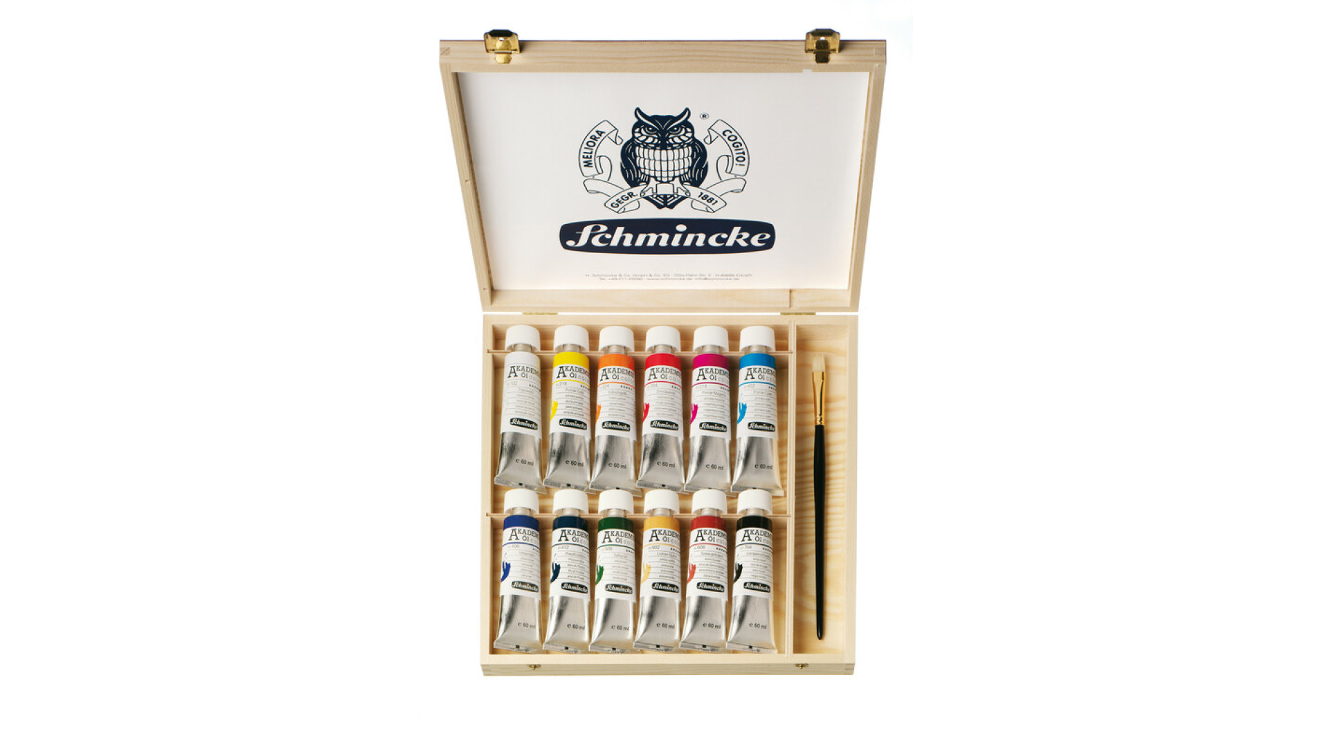 Schmincke Akademie Oil paint set 12x60ml, wooden box