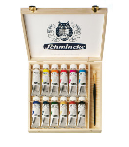 Schmincke Akademie Farba olejna 12x60 ml, drewniane pudełko