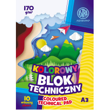 ASTRAPAP Coloured Card Pad A3 170 gsm 10 Sheets Dyed Through