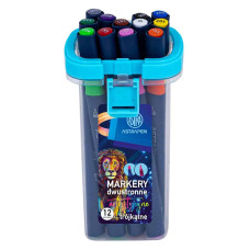 Markery artystyczne ASTRAPEN – zestaw 12 kolorów, dwustronne markery trójkątne