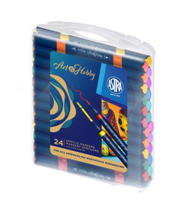 Astra Art&Hobby Acrylic Paint Markers – Set of 24 Double-Sided Markers with Dual Tips