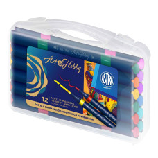 Markery akrylowe Astra Art&Hobby – zestaw 12 kolorów, dwustronne markery do malowania, 2 końcówki