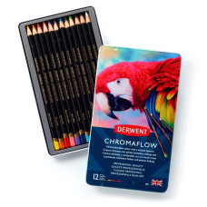 Derwent Chromaflow Coloured Pencils 12 Colours Metal Tin