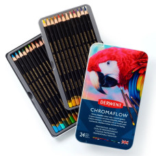 Derwent Chromaflow Coloured Pencils 24 Colours Metal Tin