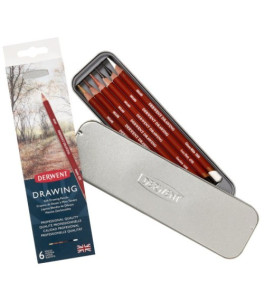 Derwent DRAWING pencils set 6 pcs metal box