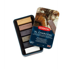 Derwent XL CHARCOAL 6 szt metalowa kaseta