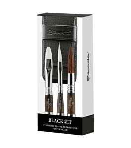 Brush set Escoda BLACK SYNTHETIC TRAVEL BRUSH SET 1272