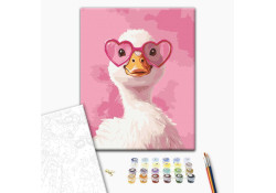 Malowanie po numerach Brushme Kaczka w różowych okularach 30x40 cm