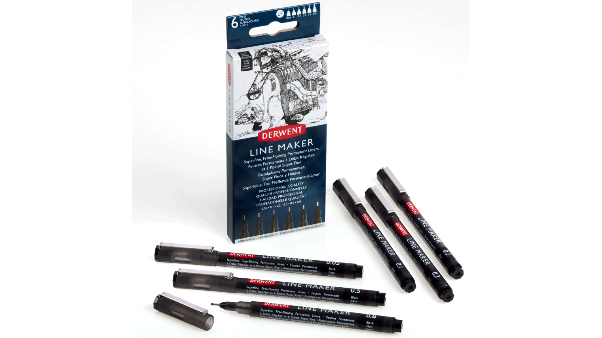 Derwent set of liners Line Marker Black 6 pcs