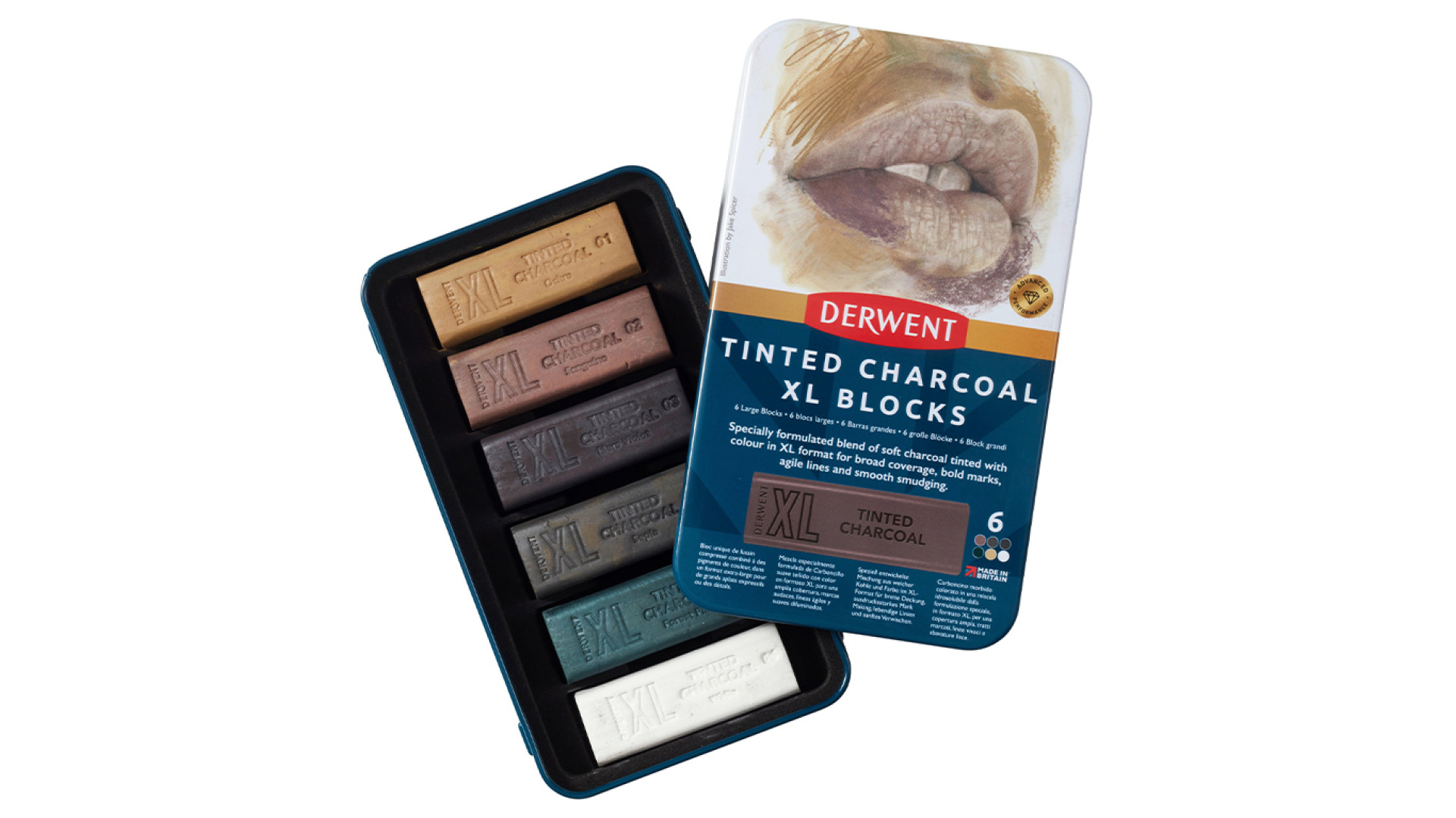 Derwent XL CHARCOAL 6 pcs in metal box