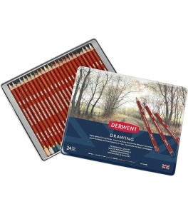 Derwent DRAWING pencils set 24 pcs metal box