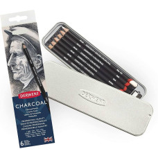 Zestaw Derwent Charcoal 6 szt w metalowym piórniku