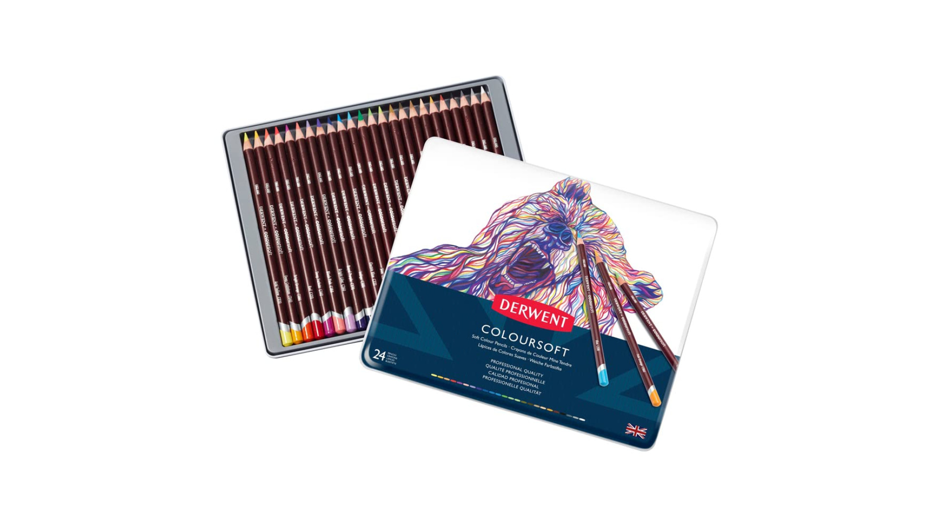 Derwent COLOURSOFT pencils set 24 pcs metal box