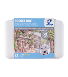 Van Gogh Watercolour pocket box basic colours | 12 half pans + 3 colours for free