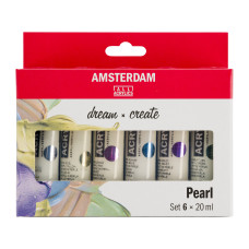 Zestaw farb akrylowych Amsterdam, kolory perłowe, 6 x 20 ml