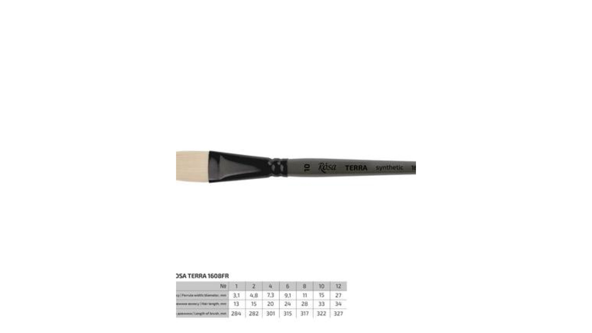 Synthetic Flat Brush, TERRA 1608F, №10, Long Handle, ROSA