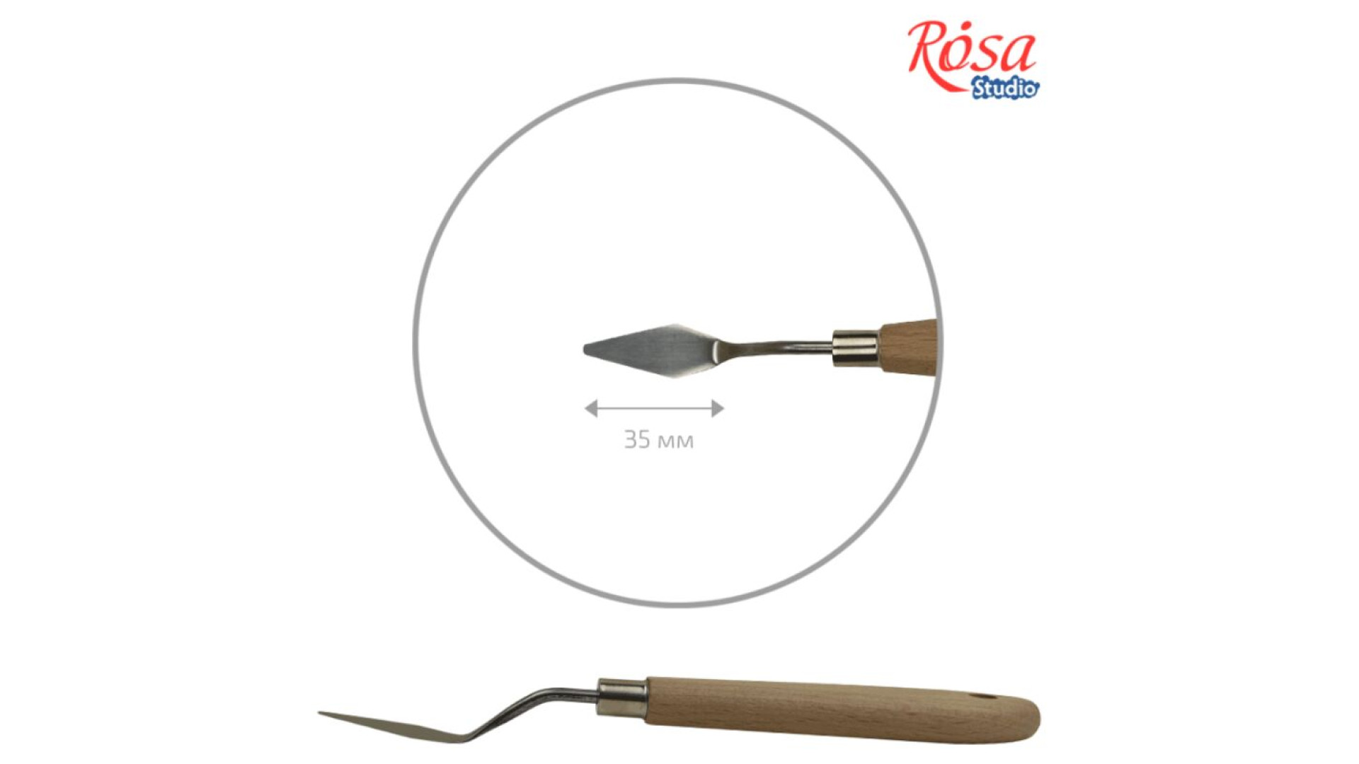 Spatula do farb ROSA Studio 11916 w kształcie rombu, długość 3,5 cm, nr katalogowy 1019