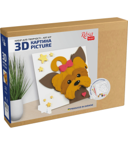 Zestaw obraz 3D "Piesek" podkład MDF 18x18cm ROSA TALENT