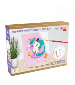 ROSA Zestaw 3D malowania „Jednorożec z motylami” podkład MDF 18x18cm ROSA Zestaw 3D malowania „Jednorożec z motylami” podkład MDF 18x18cm