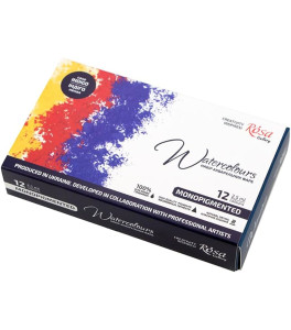 Set of watercolor paints "Мonopigmented" 12 colors full pans cardboard ROSA Gallery