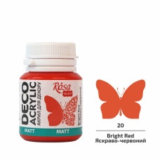 Akryl do dekoracji, Bright Red (20), mat, 20 ml, ROSA Talent