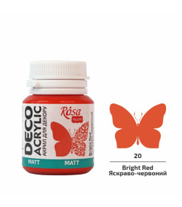 Akryl do dekoracji Bright Red (20) mat 20 ml ROSA Talent