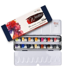 Set of watercolor paints "Portrait" ROSA Gallery metal case 14 colors full pans