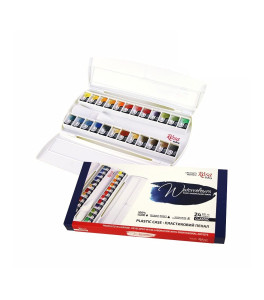 Set of watercolor paints "Classic" ROSA Gallery plastic case 24 colors full pans Set of watercolor paints "Classic" ROSA Gallery plastic case 24 colors full pans
