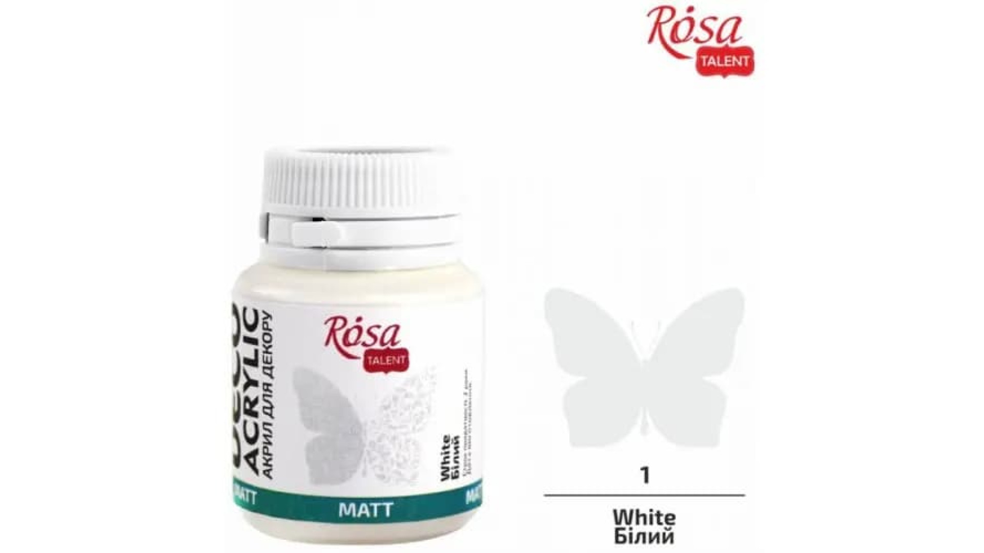 Acrylic for decor, White (01), mat, 20 ml, ROSA Talent