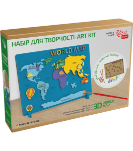 Set World Map 3D MDF 24,5х18,5cm ROSA Talent