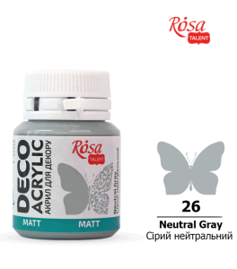 Acrylic for decor Neutral Gray (26) mat 20 ml ROSA Talent