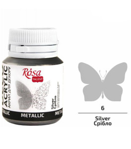 Akryl do dekoracji 56 Silver metallic 20 ml ROSA Talent
