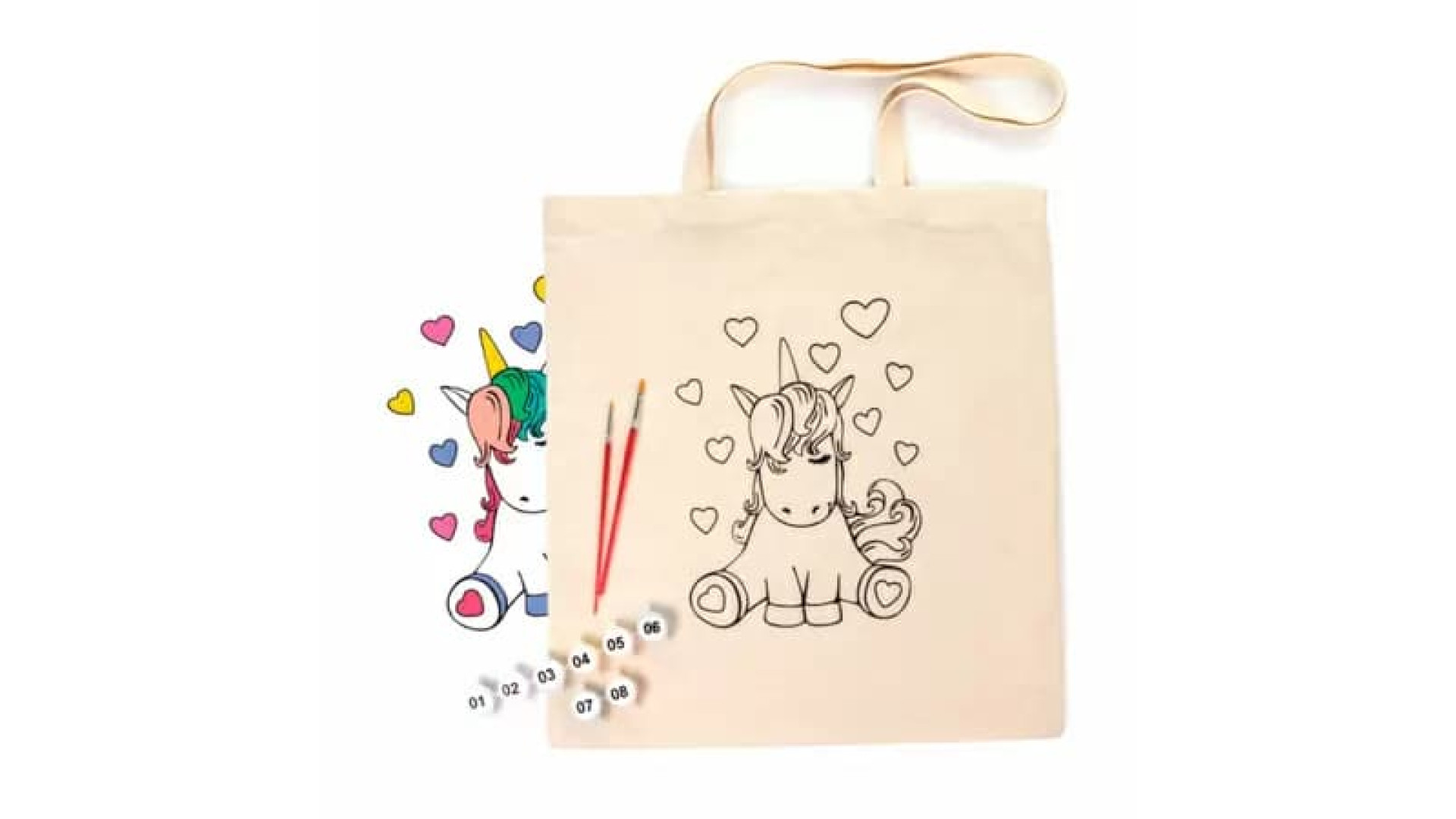 Set, ecobag-coloring, „Unicorn“, cotton 220 gsm, 38x42 cm, ROSA Talent