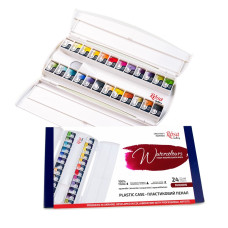 Set of watercolor paints "Modern" ROSA Gallery, plastic case, 24 colors, full pans