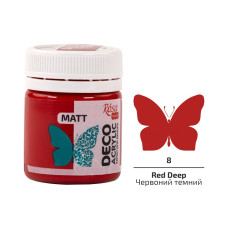 Akryl do dekoracji, Red Deep (08), mat, 20 ml, ROSA Talent