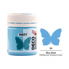 Akryl do dekoracji, Sky-blue (34), mat, 20 ml, ROSA Talent