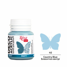 Akryl do dekoracji, Country Blue (45), mat, 20 ml, ROSA Talent