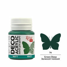 Akryl do dekoracji, Green Deep (14), mat, 20 ml, ROSA Talent