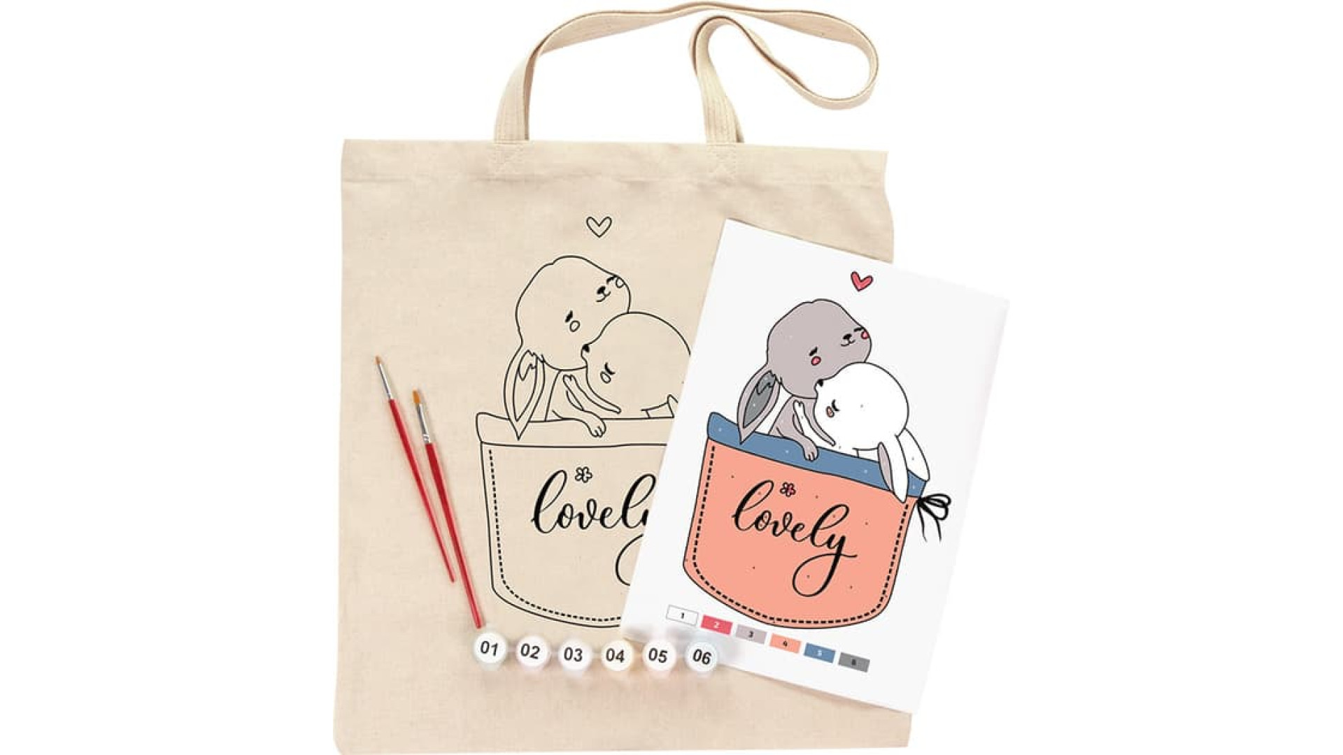 Set ecobag-coloring „Cute Вunnies“ cotton 220 gsm 38x42 cm ROSA Talent