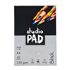 SM–LT Studio Black Drawing Paper Pad A4 120 gsm, 40 Sheets – Black Sketch Pad