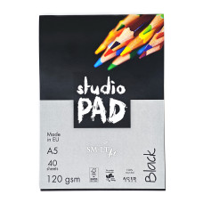 SM–LT Studio Black Drawing Paper Pad A5 120 gsm, 40 Sheets – Black Sketch Pad