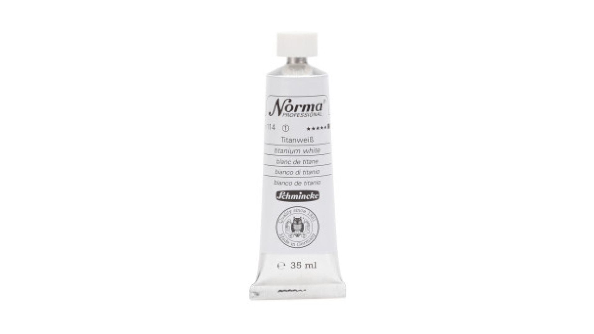Farba olejna Schmincke Norma Professional w odcieniu białego tytanu. 35 ml. 114