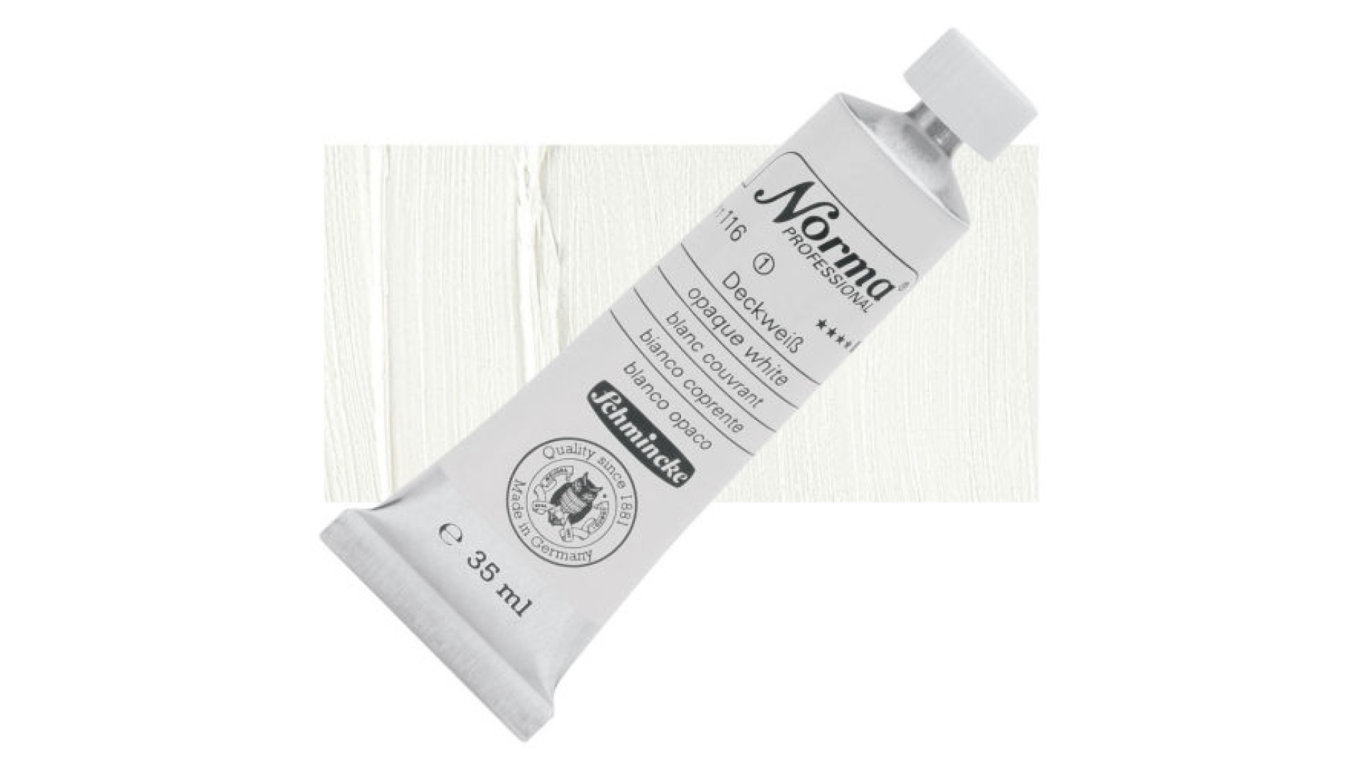 Farba olejna Schmincke Norma Professional w kolorze białym o kryciu. 35 ml. 116
