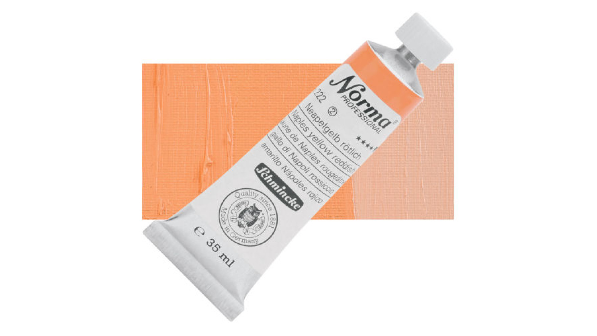 Farba olejna Schmincke Norma Professional o odcieniu neapolitańskiego żółtego czerwonawego. 35 ml. 222