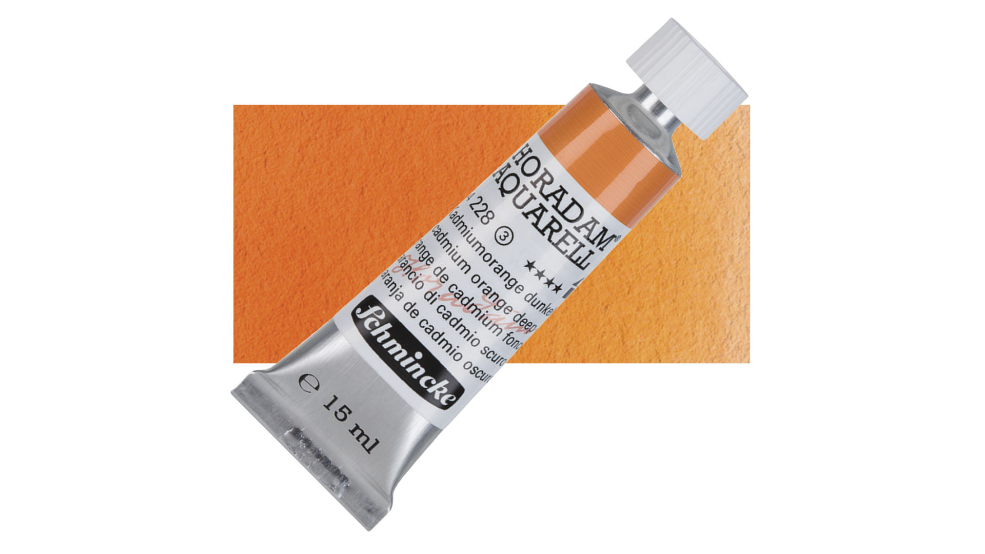 Watercolour paint Schmincke Horadam Aquarell cadmium orange deep 15 ml. 228