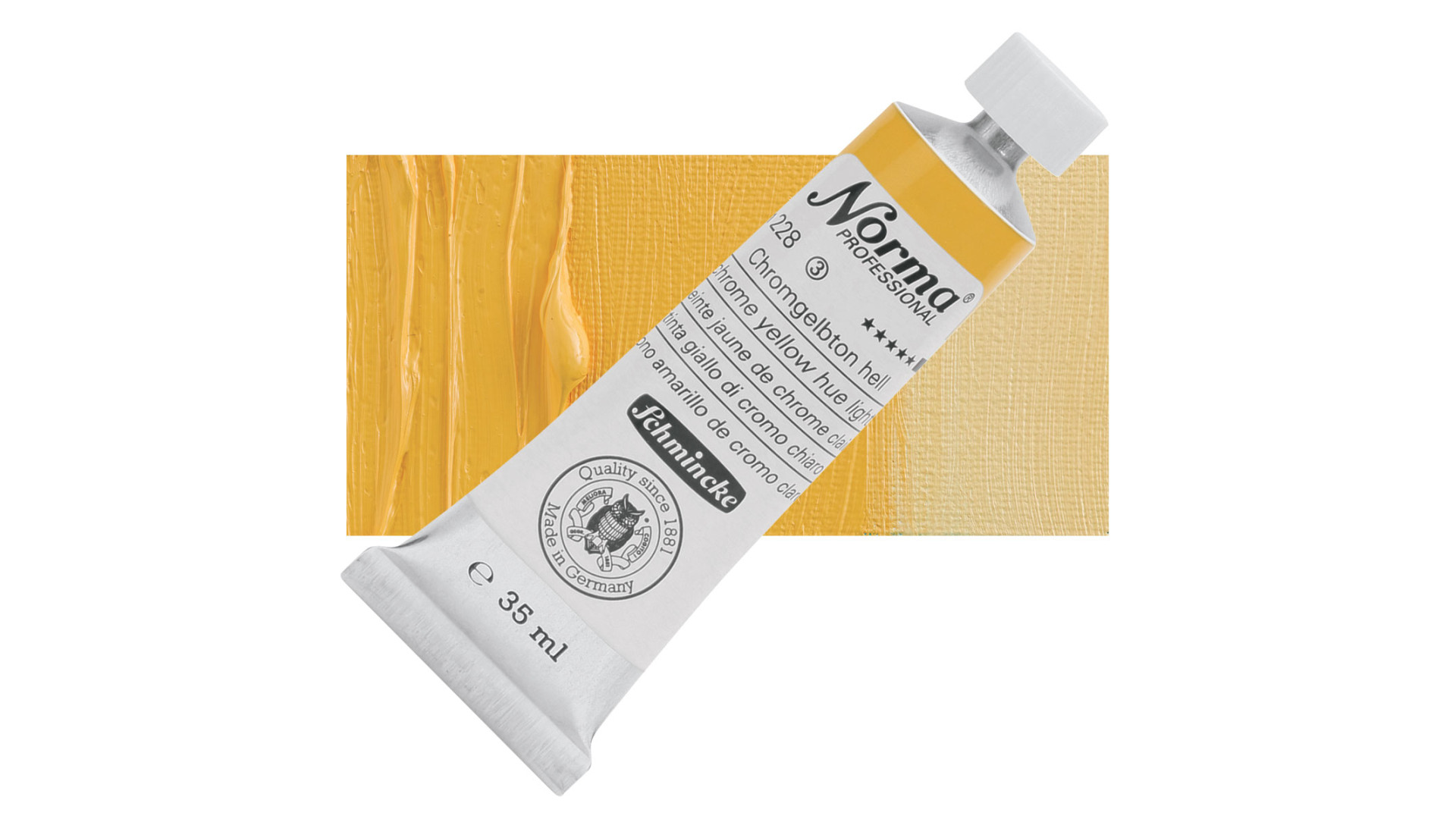 Farba olejna Schmincke Norma Professional odcień chromowej żółci jasny odcień. 35 ml. 228