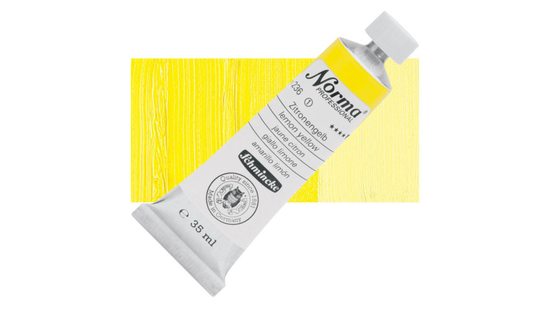 Farba olejna Schmincke Norma Professional o odcieniu cytrynowej żółci. 35 ml. 236