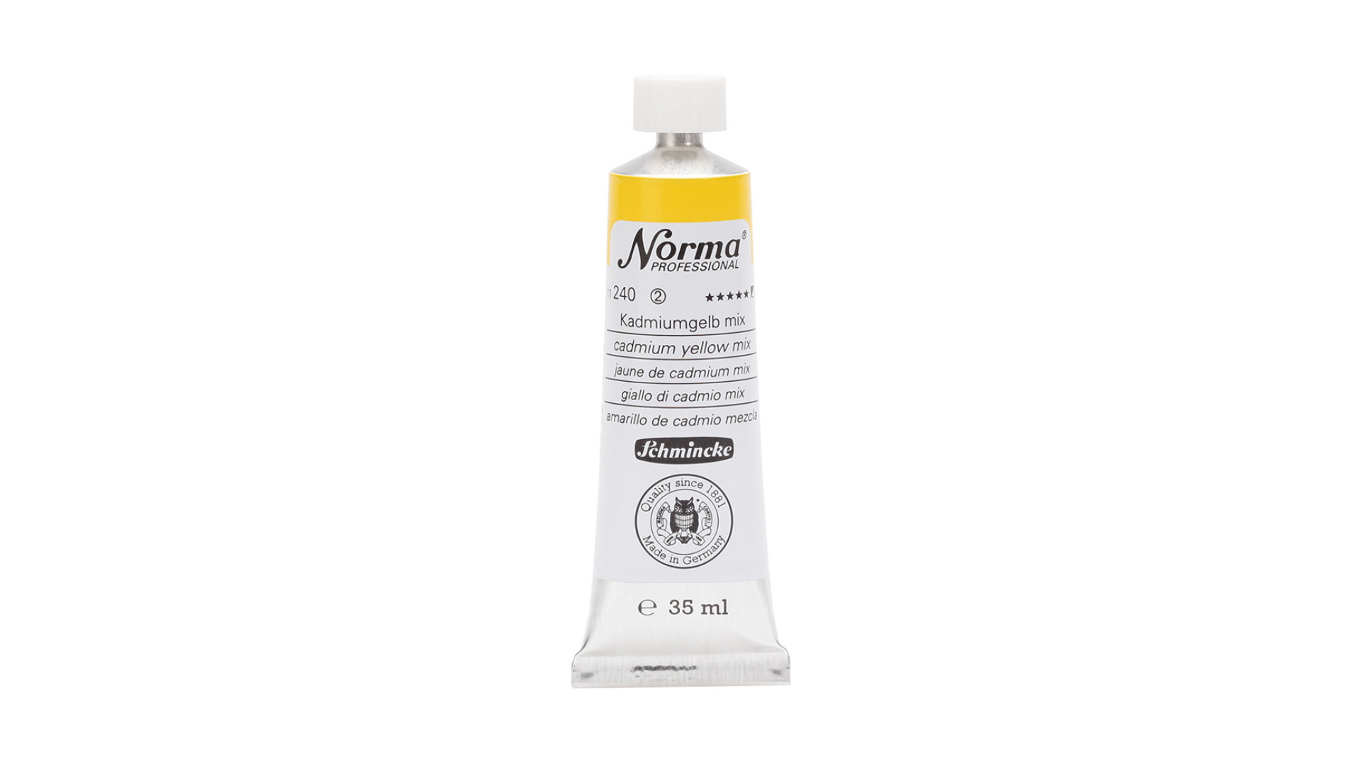 Farba olejna Schmincke Norma Professional o odcieniu żółtego kadmium. 35 ml. 240